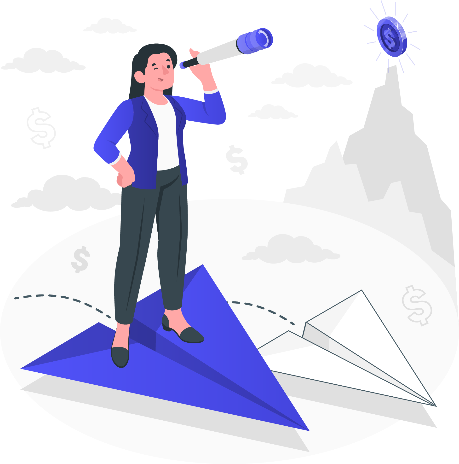 mujer con telescopio